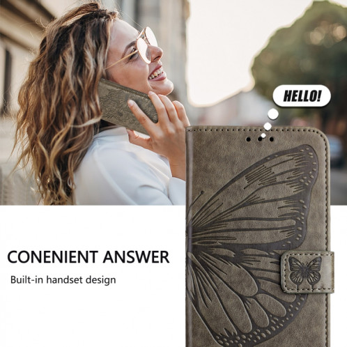 Pour Ulefone Note 14 Étui de téléphone en cuir papillon en relief (gris) SH901A1158-07