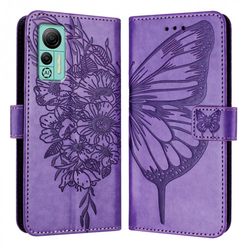 Pour Ulefone Note 14 Étui de téléphone en cuir papillon en relief (violet) SH901B1958-07