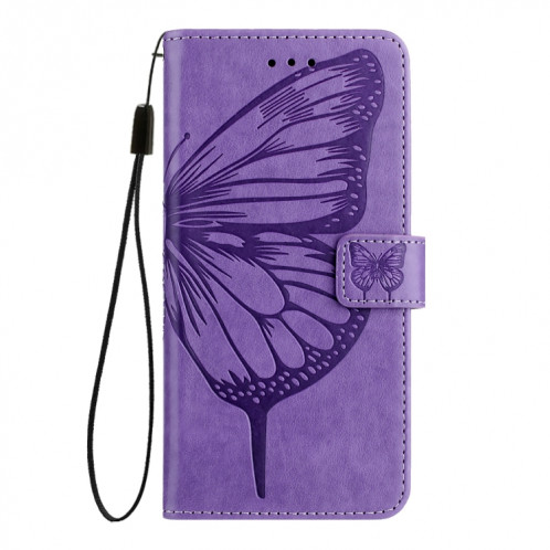 Pour Ulefone Note 14 Étui de téléphone en cuir papillon en relief (violet) SH901B1958-07