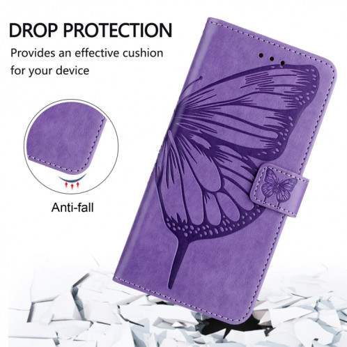 Pour Ulefone Note 14 Étui de téléphone en cuir papillon en relief (violet) SH901B1958-07