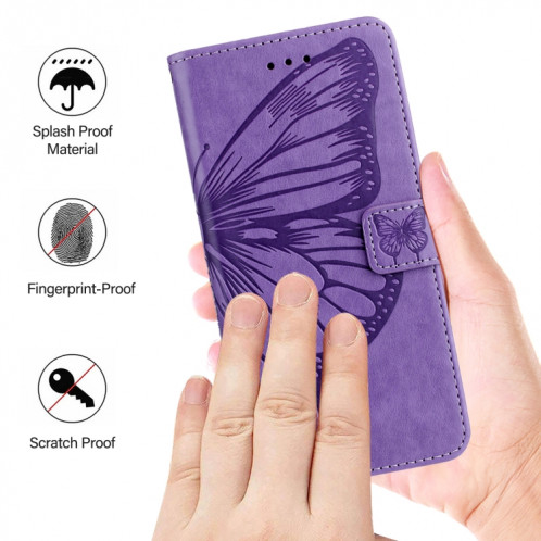 Pour Ulefone Note 14 Étui de téléphone en cuir papillon en relief (violet) SH901B1958-07