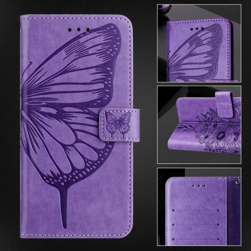 Pour Ulefone Note 14 Étui de téléphone en cuir papillon en relief (violet) SH901B1958-07
