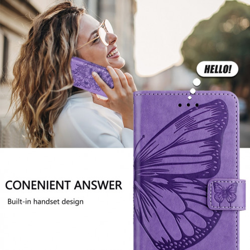 Pour Ulefone Note 14 Étui de téléphone en cuir papillon en relief (violet) SH901B1958-07