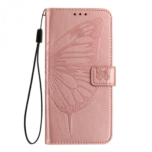 Pour Ulefone Note 14 Étui de téléphone en cuir papillon en relief (or rose) SH901C798-07