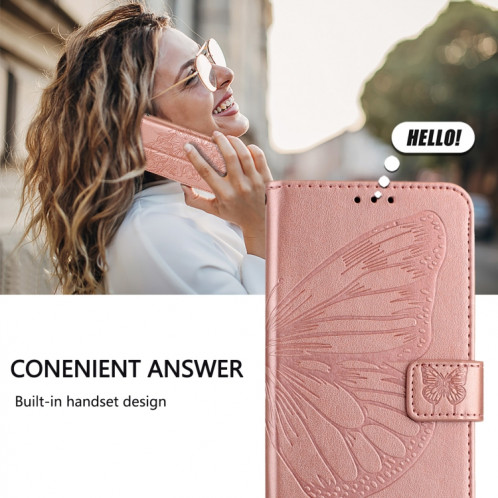 Pour Ulefone Note 14 Étui de téléphone en cuir papillon en relief (or rose) SH901C798-07