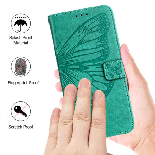 Pour Ulefone Note 14 Étui de téléphone en cuir papillon en relief (Vert) SH901D1377-07