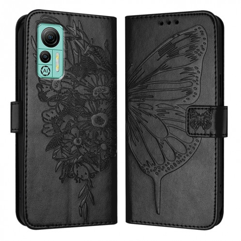 Pour Ulefone Note 14 Étui de téléphone en cuir papillon en relief (noir) SH901E1470-07