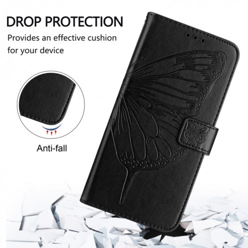 Pour Ulefone Note 14 Étui de téléphone en cuir papillon en relief (noir) SH901E1470-07