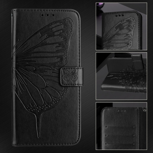 Pour Ulefone Note 14 Étui de téléphone en cuir papillon en relief (noir) SH901E1470-07