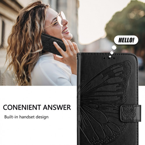 Pour Ulefone Note 14 Étui de téléphone en cuir papillon en relief (noir) SH901E1470-07