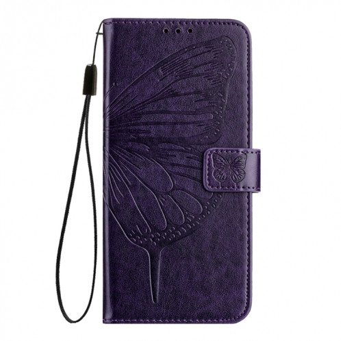 Pour Ulefone Note 14 Étui de téléphone en cuir papillon en relief (violet foncé) SH901F1615-07