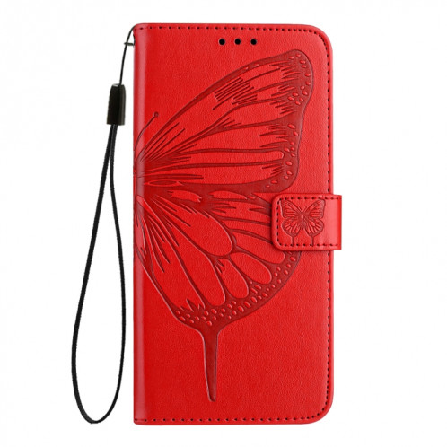 Pour Ulefone Note 14 Étui de téléphone en cuir papillon en relief (rouge) SH901G1131-07