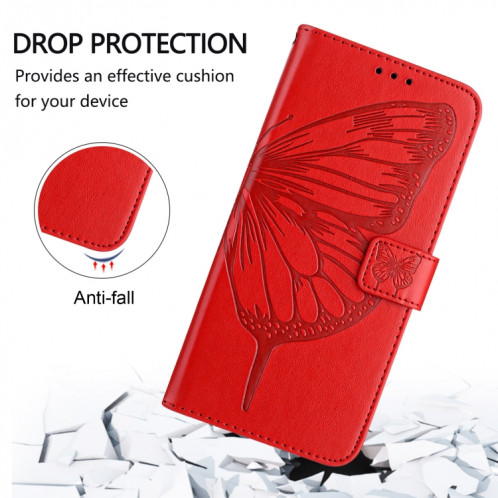 Pour Ulefone Note 14 Étui de téléphone en cuir papillon en relief (rouge) SH901G1131-07