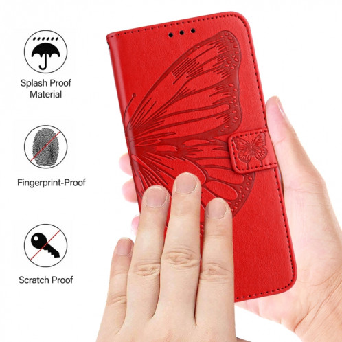 Pour Ulefone Note 14 Étui de téléphone en cuir papillon en relief (rouge) SH901G1131-07
