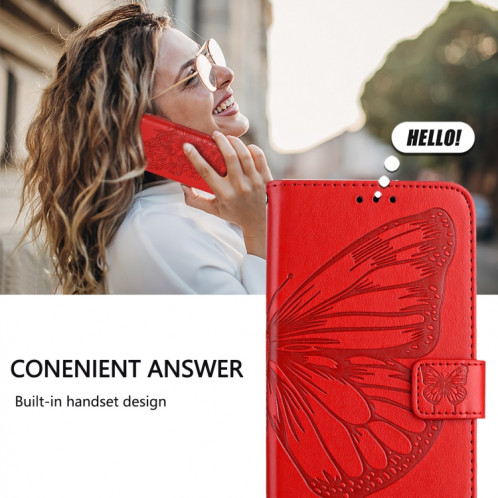 Pour Ulefone Note 14 Étui de téléphone en cuir papillon en relief (rouge) SH901G1131-07