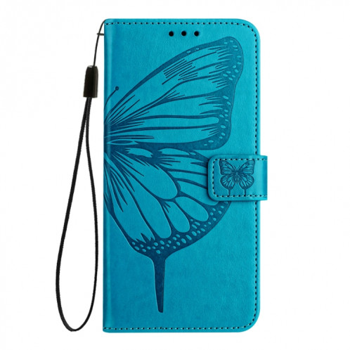 Pour Ulefone Note 14 Étui de téléphone en cuir papillon en relief (bleu) SH901H640-07