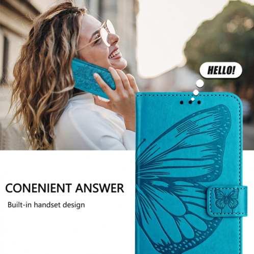 Pour Ulefone Note 14 Étui de téléphone en cuir papillon en relief (bleu) SH901H640-07