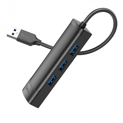 Hoco HB42 Convertisseur de carte réseau Gigabit 4 en 1 USB vers USB3.0x3 + RJ45, longueur: 0,2 m (noir) SH501A1484-07