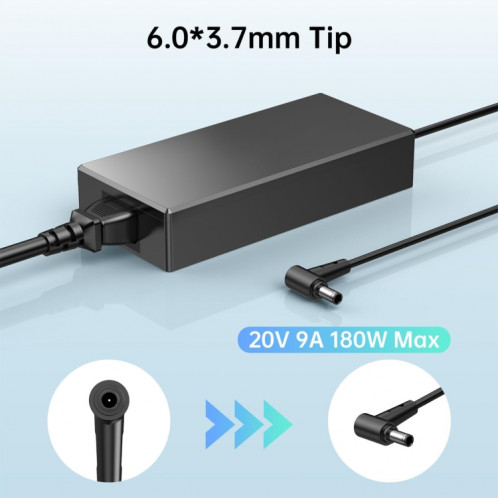 Adaptateur d'alimentation pour ordinateur portable 180 W 20 V 9 A pour Asus 6,0 x 3,7 mm, prise : prise AU. SH9404443-08
