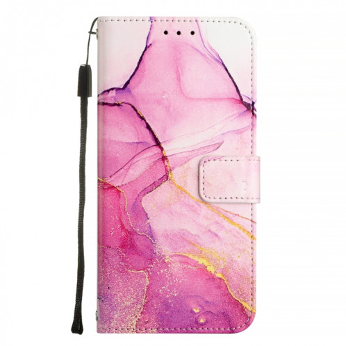 Pour Ulefone Note 14 PT003 Étui de téléphone en cuir à rabat en marbre (or rose violet) SH201A842-07