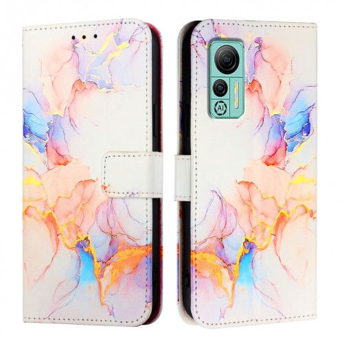 Pour Ulefone Note 14 PT003 Étui à rabat en cuir à motif marbre (Galaxy Marble White) SH201C1262-07
