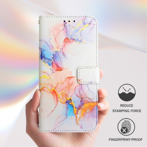 Pour Ulefone Note 14 PT003 Étui à rabat en cuir à motif marbre (Galaxy Marble White) SH201C1262-07