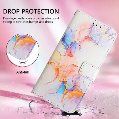 Pour Ulefone Note 14 PT003 Étui à rabat en cuir à motif marbre (Galaxy Marble White) SH201C1262-07