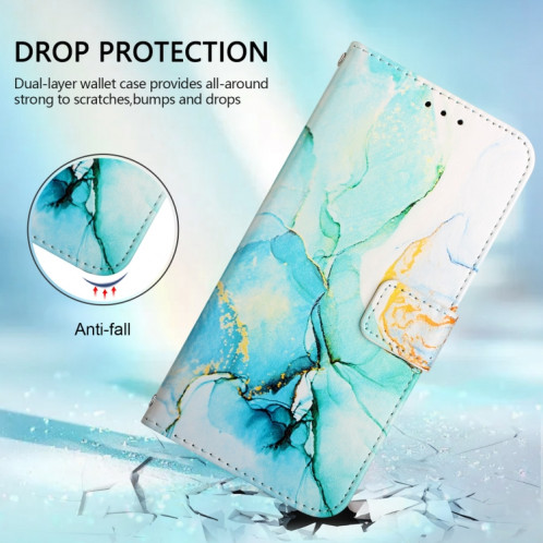 Pour Ulefone Note 14 PT003 Étui de téléphone en cuir à rabat en marbre (vert) SH201E1532-07