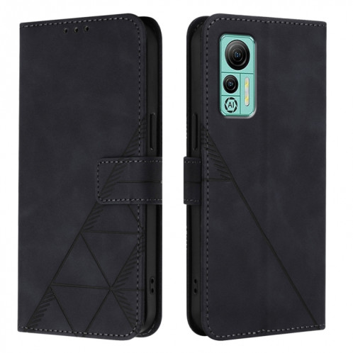 Pour Ulefone Note 14 Étui à rabat en cuir gaufré 3D à bandoulière (noir) SH001A1840-07