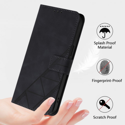 Pour Ulefone Note 14 Étui à rabat en cuir gaufré 3D à bandoulière (noir) SH001A1840-07
