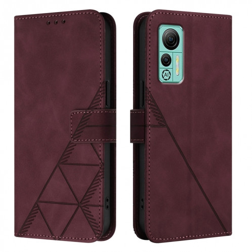 Pour Ulefone Note 14 Étui de téléphone en cuir à rabat en relief 3D à bandoulière (vin rouge) SH001B1874-07