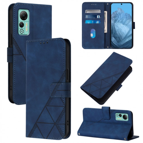 Pour Ulefone Note 14 Étui de téléphone en cuir à rabat en relief 3D à bandoulière (bleu) SH001C426-07