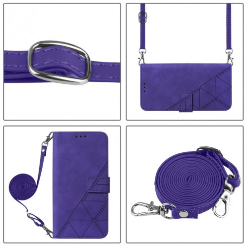 Pour Ulefone Note 14 Étui de téléphone en cuir à rabat en relief 3D à bandoulière (violet) SH001E473-07