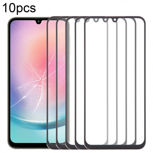 Lentille extérieure en verre pour écran avant, pour Samsung Galaxy A24 4G SM-A245F, 10 pièces, avec adhésif OCA optiquement transparent SH490178-07