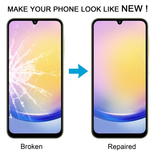 Lentille extérieure en verre pour écran avant, pour Samsung Galaxy A25 5G SM-A256B, 10 pièces, avec adhésif OCA optiquement transparent SH4902490-07