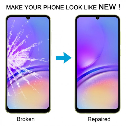 Lentille extérieure en verre pour écran avant, 10 pièces, pour Samsung Galaxy A05 SM-A055F, avec adhésif OCA optiquement transparent SH49071030-07