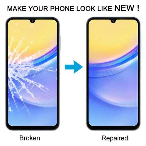 Lentille extérieure en verre pour écran avant, pour Samsung Galaxy A15 4G SM-A155F, 10 pièces, avec adhésif OCA optiquement transparent SH49101916-07