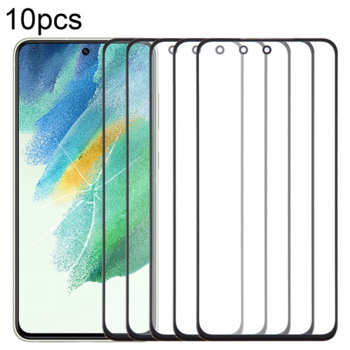 Lentille extérieure en verre pour écran avant, 10 pièces, pour Samsung Galaxy S21 FE SM-G990B, avec adhésif OCA optiquement transparent SH49111650-07