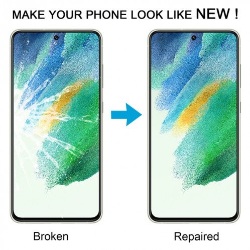 Lentille extérieure en verre pour écran avant, 10 pièces, pour Samsung Galaxy S21 FE SM-G990B, avec adhésif OCA optiquement transparent SH49111650-07