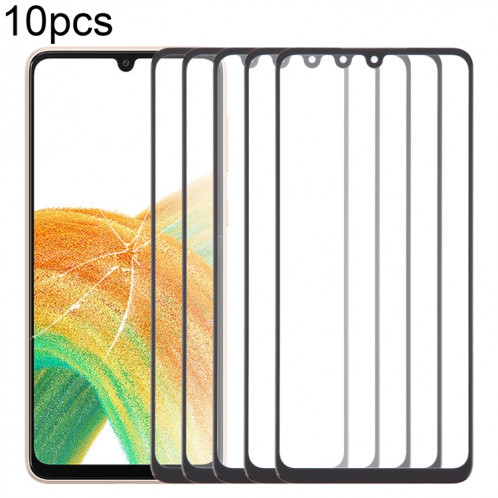 Pour Samsung Galaxy A33 5G SM-A336B 10 pièces lentille extérieure en verre d'écran avant avec adhésif optiquement transparent OCA SH49121466-07