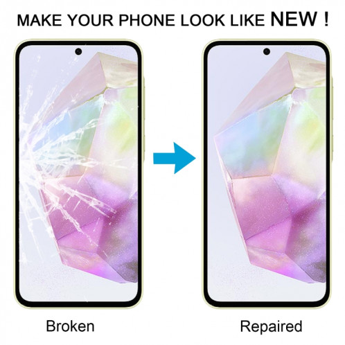 Lentille extérieure en verre pour écran avant, pour Samsung Galaxy A35 SM-A356B, 10 pièces, avec adhésif OCA optiquement transparent SH49221019-07
