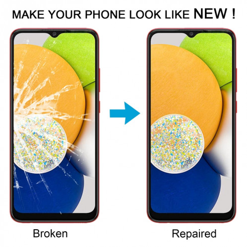 Lentille extérieure en verre pour écran avant, 10 pièces, pour Samsung Galaxy A03 SM-A035F, avec adhésif OCA optiquement transparent SH49231438-07
