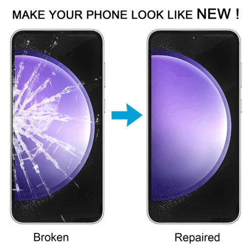 Lentille extérieure en verre pour écran avant, pour Samsung Galaxy S23 FE SM-S711B, 10 pièces, avec adhésif OCA optiquement transparent SH4933700-07