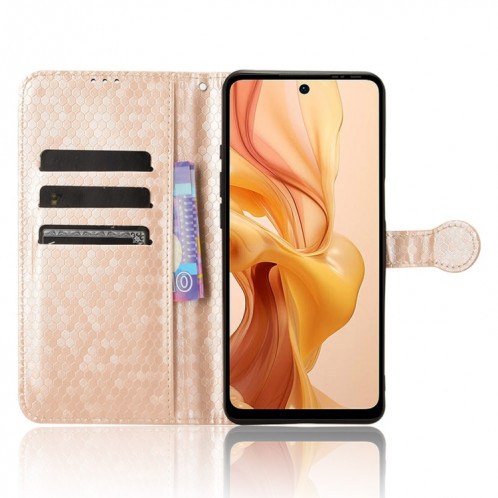 Pour Ulefone Note 18 Ultra Honeycomb Dot Texture Étui de téléphone en cuir (Or) SH602B455-06