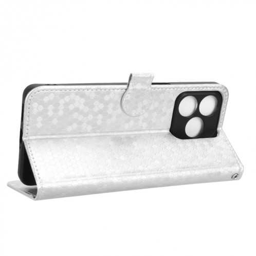 Pour Ulefone Note 18 Ultra Honeycomb Dot Texture Étui de téléphone en cuir (argent) SH602E898-06