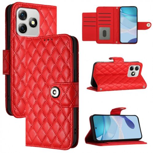 Pour Ulefone Note 18 Étui de téléphone en cuir à texture ultra rhombique avec lanière (rouge) SH402A924-07