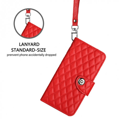 Pour Ulefone Note 18 Étui de téléphone en cuir à texture ultra rhombique avec lanière (rouge) SH402A924-07