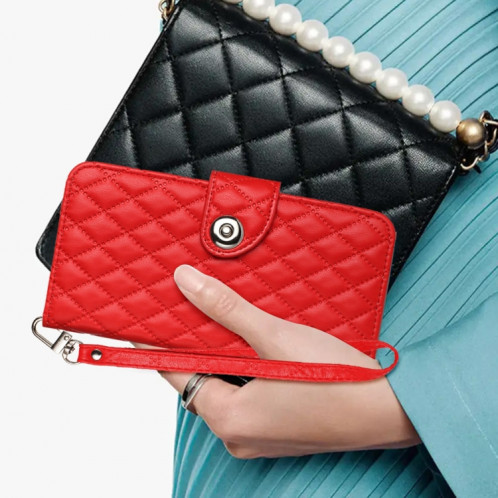 Pour Ulefone Note 18 Étui de téléphone en cuir à texture ultra rhombique avec lanière (rouge) SH402A924-07