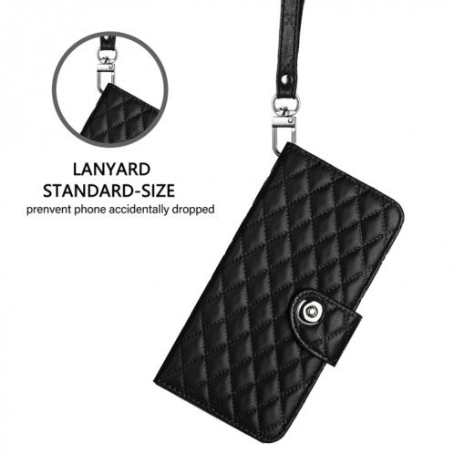 Pour Ulefone Note 18 Étui de téléphone en cuir à texture ultra rhombique avec lanière (noir) SH402B1154-07