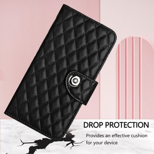 Pour Ulefone Note 18 Étui de téléphone en cuir à texture ultra rhombique avec lanière (noir) SH402B1154-07